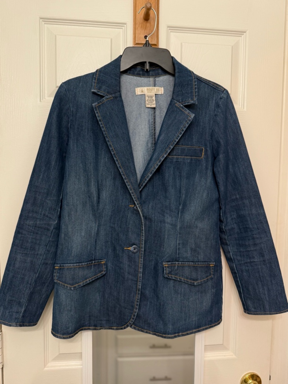 Route 66 Women's Dark Blue Denim Blazer Jacket